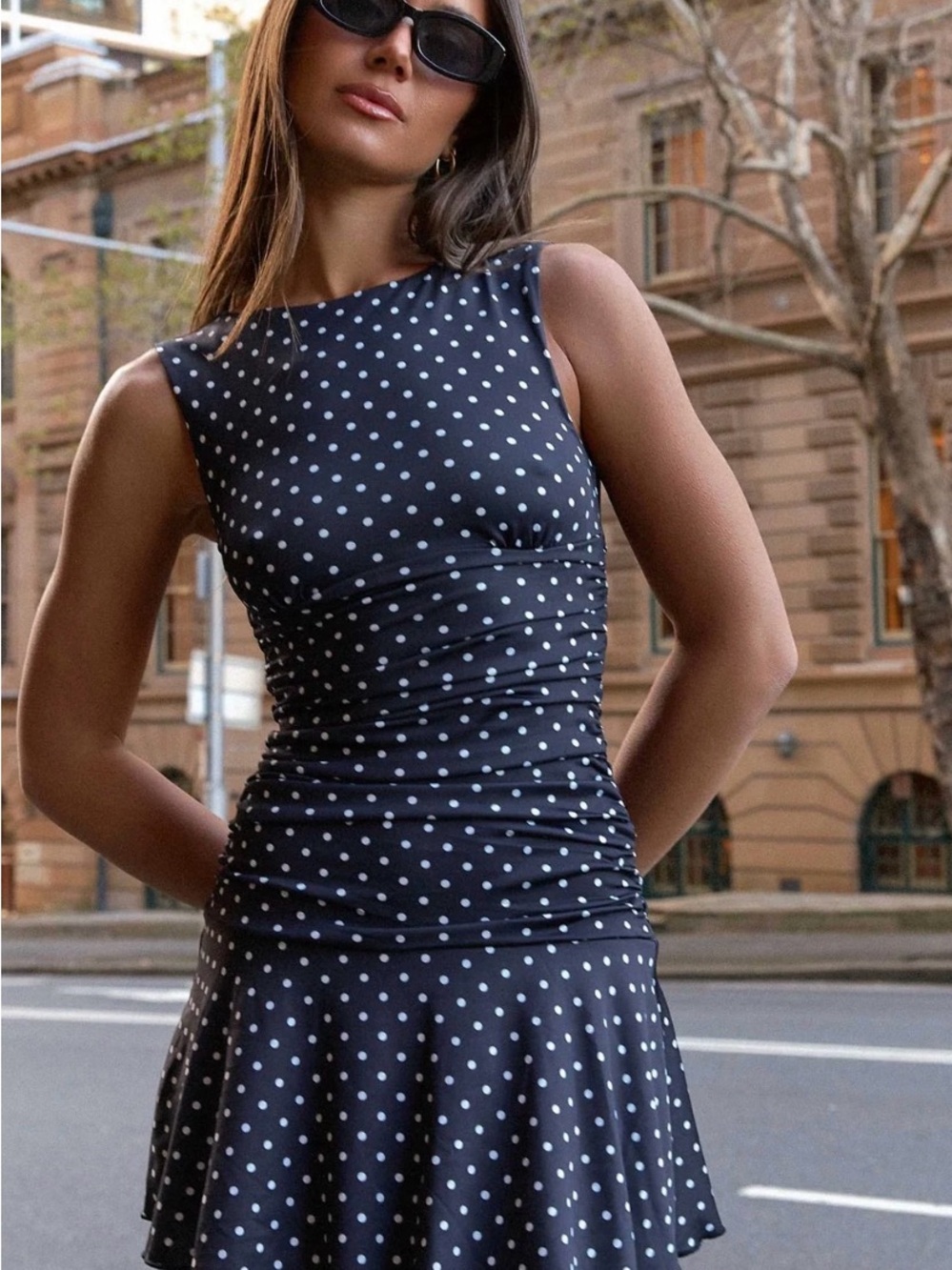 Peppermayo Polka Dot Sleeveless Fit & Flare Dress - Black/White